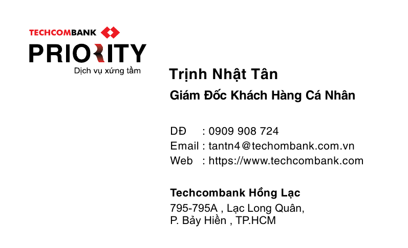 Danh thiếp Techcombank Priority White